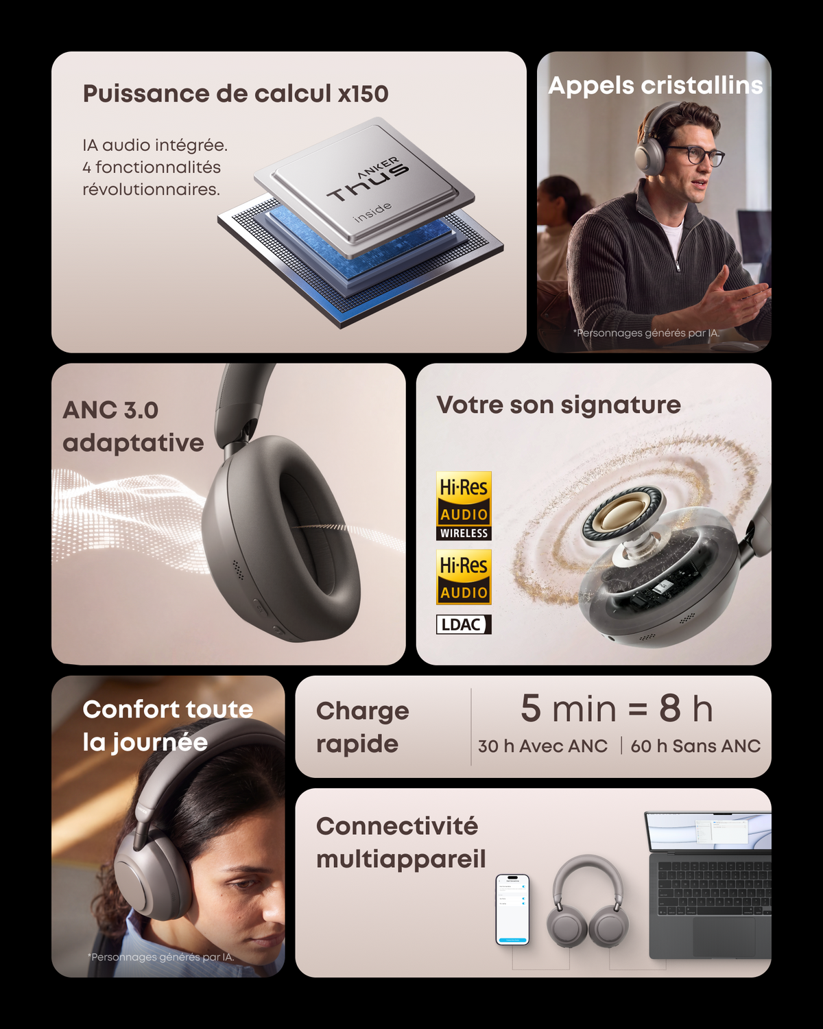 Anker soundcore Space 2 Pro, casque circum-auriculaires, son cristallin