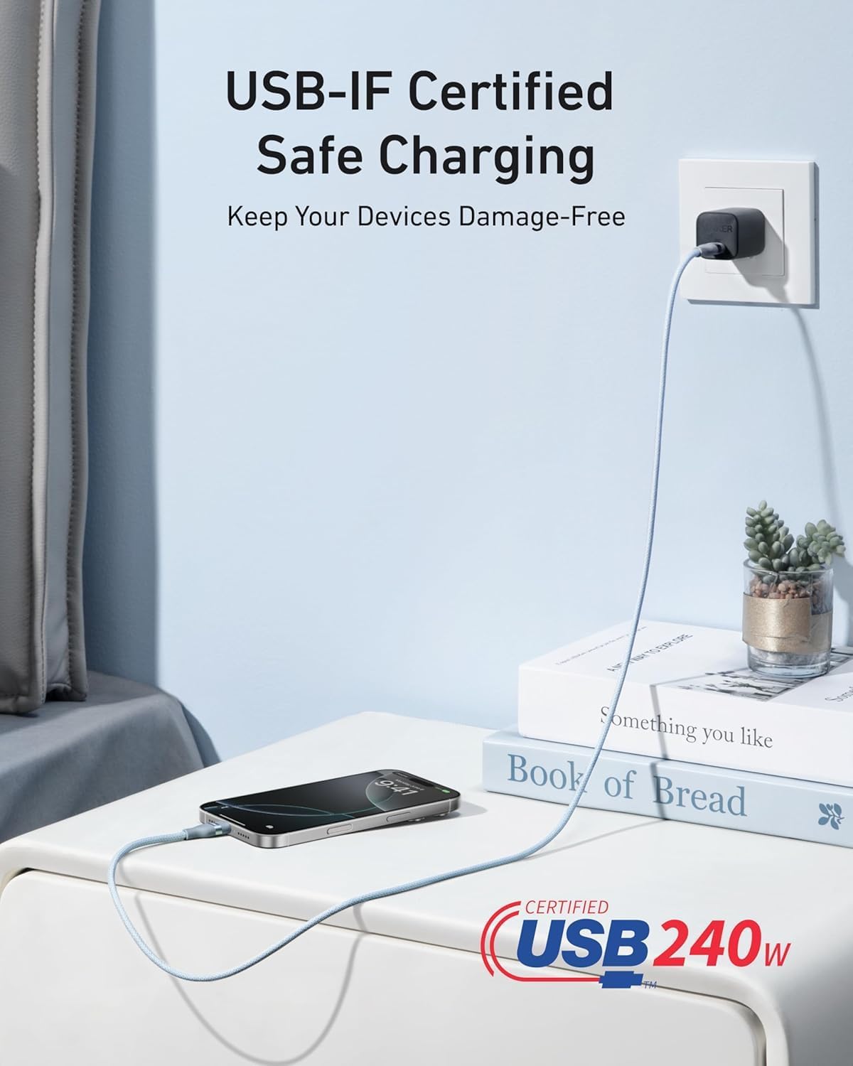 Câble Anker USB-C vers USB-C (240 W, upcyclé et tressé)