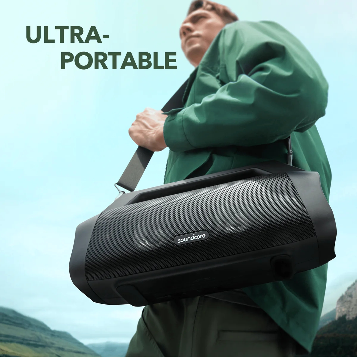 Motion Boom Plus | Enceinte portable extérieure + Chargeur Anker Nano (70 W, 3 ports)