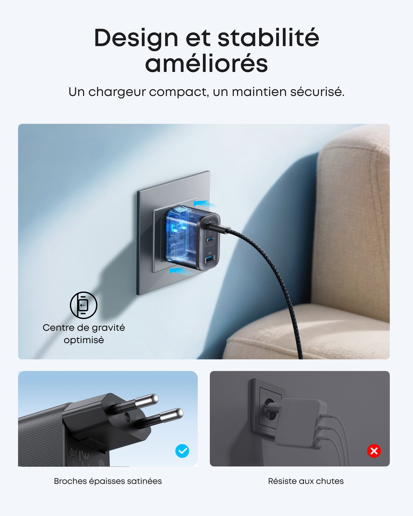 Motion Boom Plus | Enceinte portable extérieure + Chargeur Anker Nano (70 W, 3 ports)