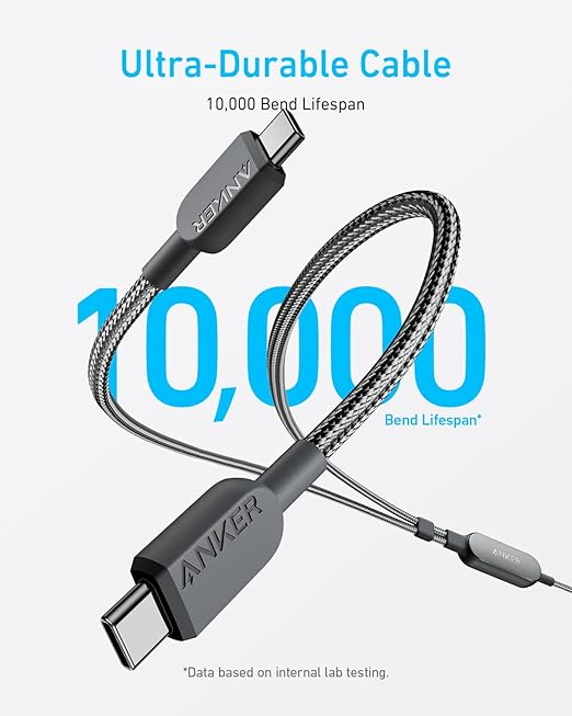 Anker 2-in-1 USB-C to USB-C Cable (4 ft, 140W, Braided）