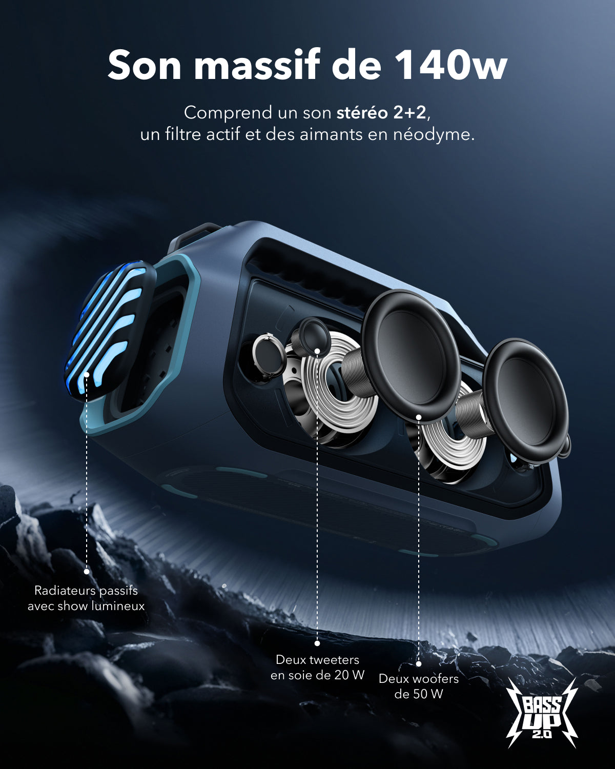 Boom 2 Plus | Une puissante enceinte Bluetooth avec basses pour l'extérieur