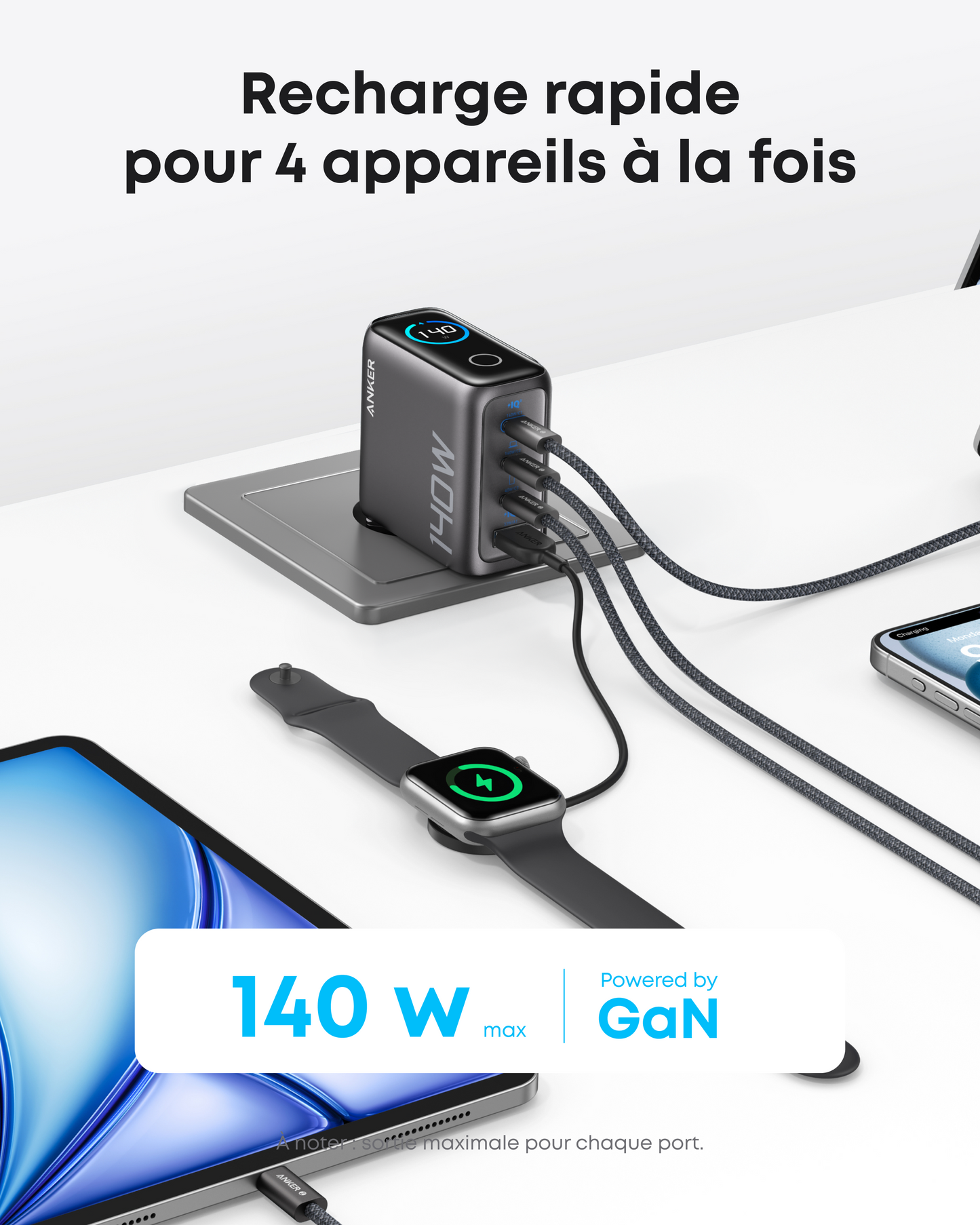 Motion Boom Plus | Enceinte portable extérieure + Chargeur Anker (140 W, 4 ports, PD 3.1)