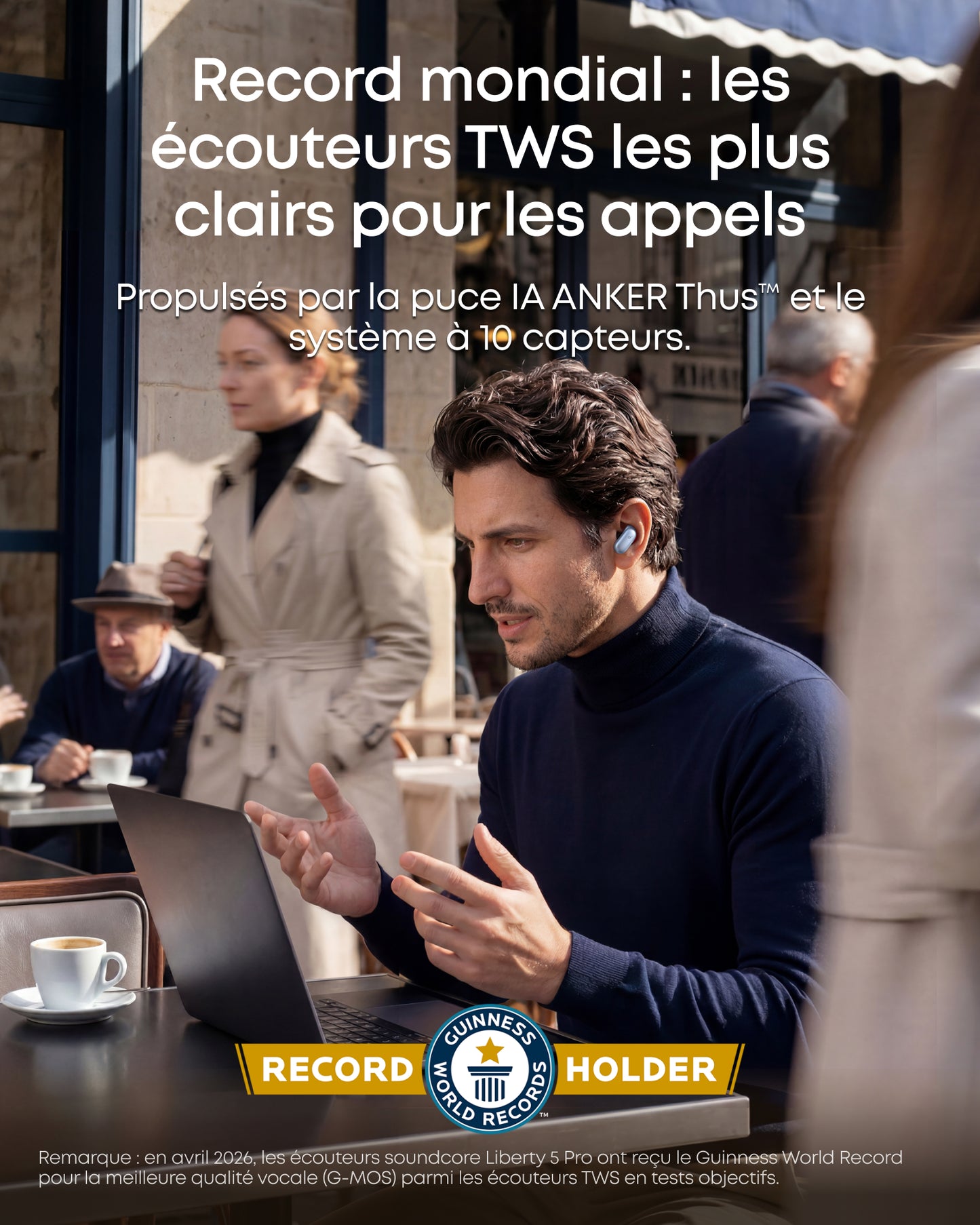 Liberty 5 Pro | écouteurs réduction de bruit, puce lA Thus™, ANC adaptative 360°