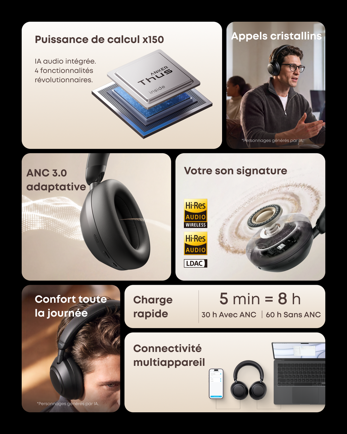 Anker soundcore Space 2 Pro, casque circum-auriculaires, son cristallin