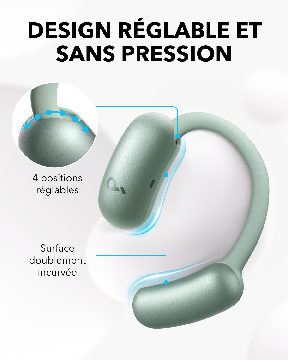 AeroFit 2 | Écouteurs sans fil réglables à oreille ouverte