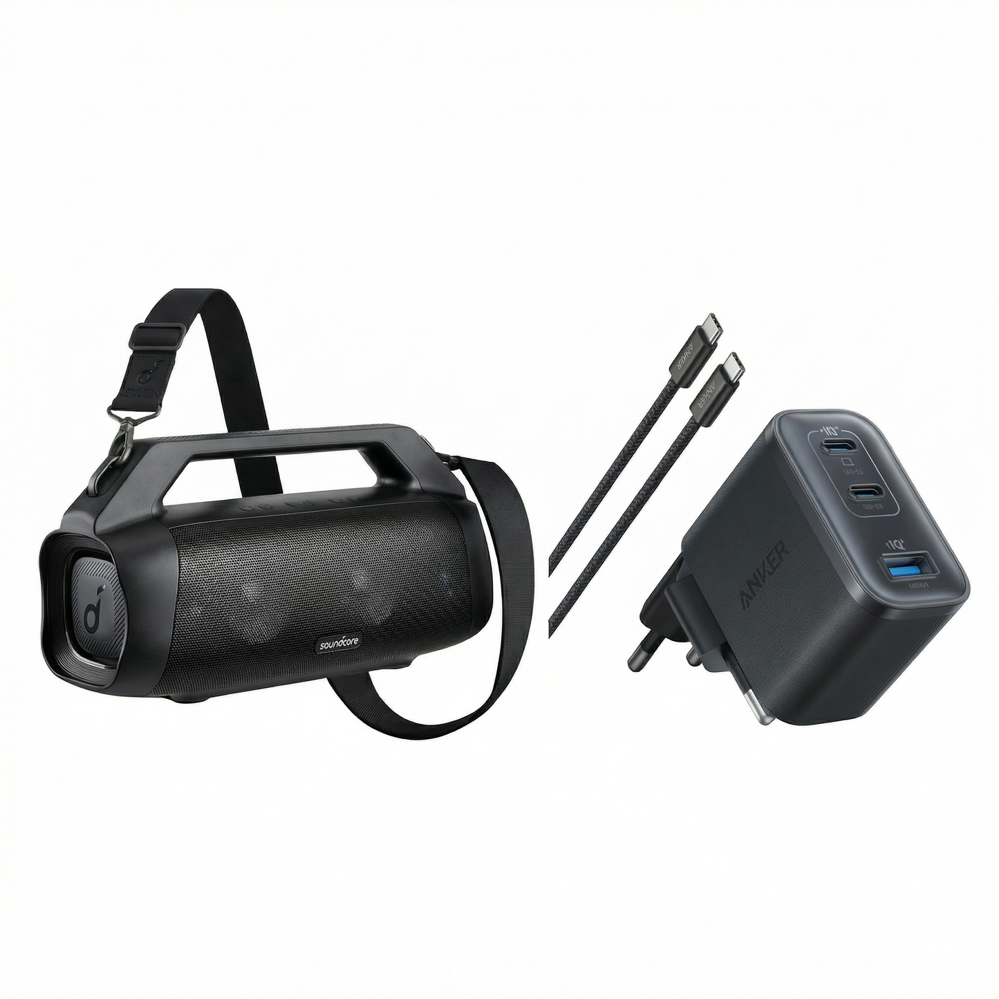 Motion Boom Plus | Enceinte portable extérieure + Chargeur Anker Nano (70 W, 3 ports)