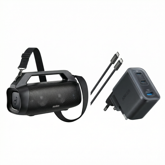 Motion Boom Plus | Enceinte portable extérieure + Chargeur Anker Nano (70 W, 3 ports)